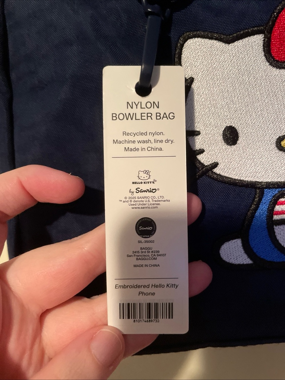 BAGGU Navy Hello Kitty Embroidered Shoulder Bag NWT - Picture 3 of 5